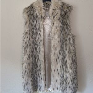 Black and white faux fur vest
